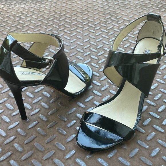 Charles David Shoes - Charles David Women Heel Black Patent Leather Upper Sandal Strappy Shoes Size 7